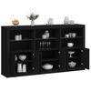 vidaXL Sideboard Black Engineered wood, glass Large Sideboard