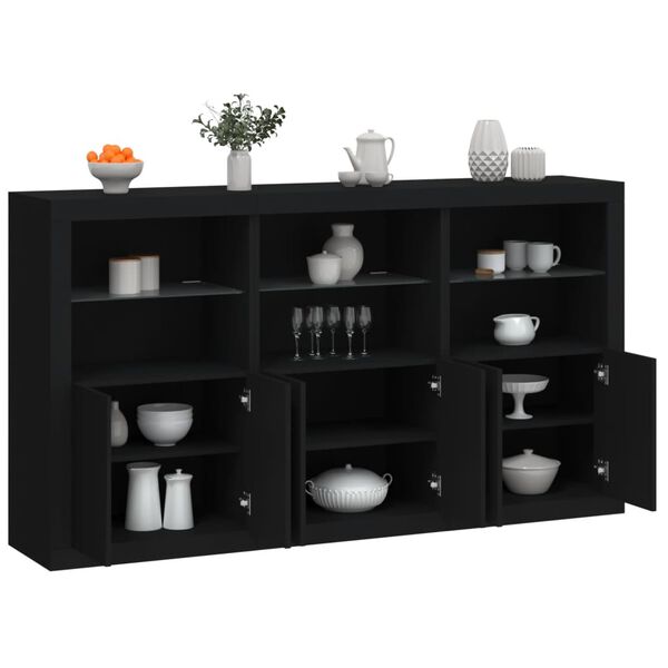 vidaXL Sideboard Black Engineered wood, glass Large Sideboard