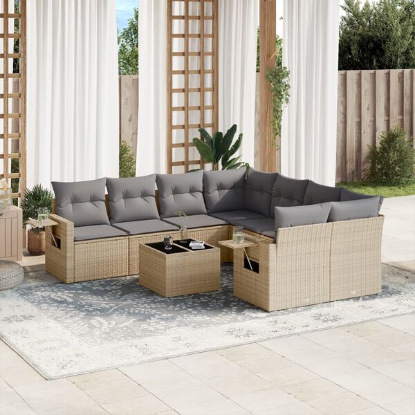 vidaXL Garden Sofa Set Beige, Light Grey