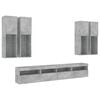 vidaXL 7 Piece TV Wall Stand Set with LED Lights Concrete Gray
