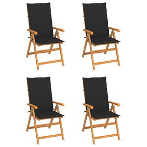 vidaXL Garden Chair Set of 4 Teak Teak wood Standard
