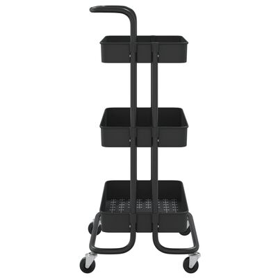 vidaXL 3-Tier Kitchen Trolley Black 16.5"x13.8"x33.5" Iron and ABS