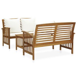 vidaXL Garden Lounge Set Cream white, Wood Solid acacia wood Medium