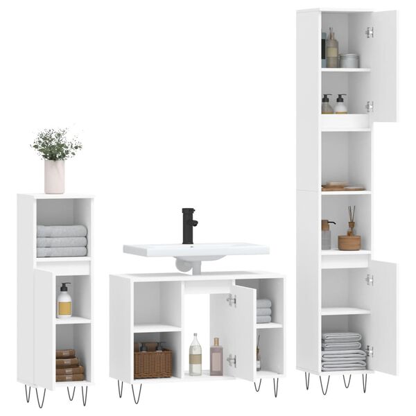 vidaXL Bathroom Furniture Set White Engineered Wood, Iron