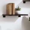 vidaXL Wall Shelf Dark Brown Solid Oak Wood Medium Wall Shelf