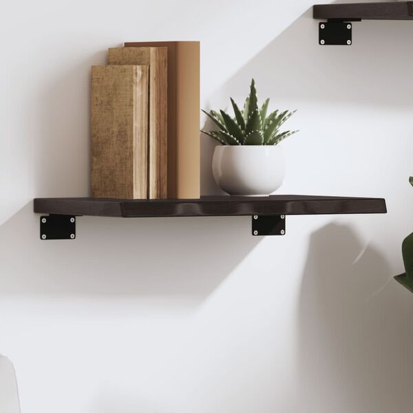 vidaXL Wall Shelf Dark Brown Solid Oak Wood Medium Wall Shelf