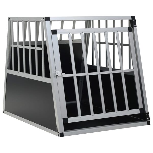 vidaXL Dog Cage Silver Aluminum and MDF 25.6 x 36.0 x 27.4 in