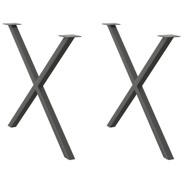 vidaXL Dining Table Leg Set of 2 Anthracite Powder-Coated Steel Large