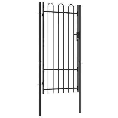 vidaXL Fence Gate Single Door with Arched Top Steel 39.4"x78.7" Black