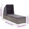 vidaXL Sun Lounger Grey rattan and dark grey cushion