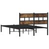 vidaXL Bed Frame Black, Smoked Oak Iron, Engineered Wood Double