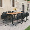 vidaXL Dining Set Black PVC Rattan Large Foldable Garden Dining Set