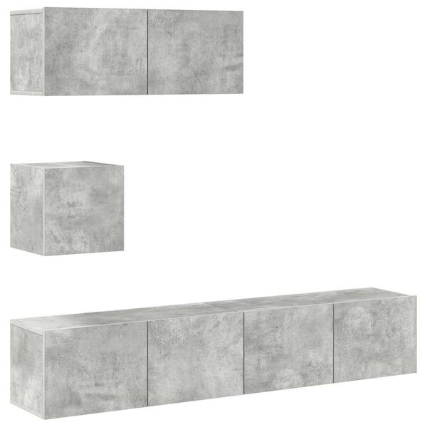 vidaXL TV Cabinet Set 4-Piece Set Concrete Grey Engineered Wood Medium