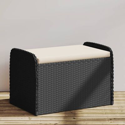 vidaXL Storage Bench with Cushion Black 31.5"x20.1"x20.5" Poly Rattan