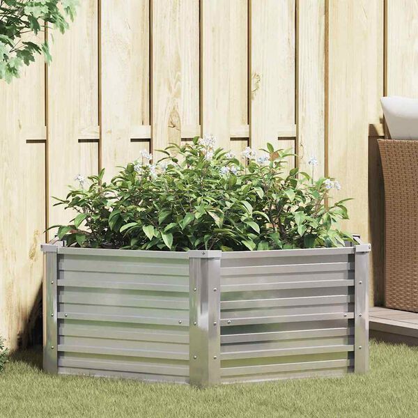 vidaXL Garden Raised Bed Silver Galvanized Steel Large Durable