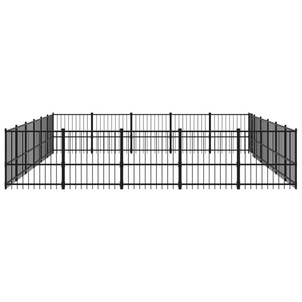 vidaXL Dog Kennel Black Powder-coated steel Large Durable Dog Kennel