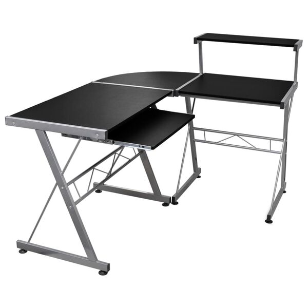 vidaXL Computer Desk Black Engineered wood, Powder-coated steel Medium