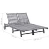 vidaXL Sunlounger Grey Solid Acacia wood Large Adjustable Armrests