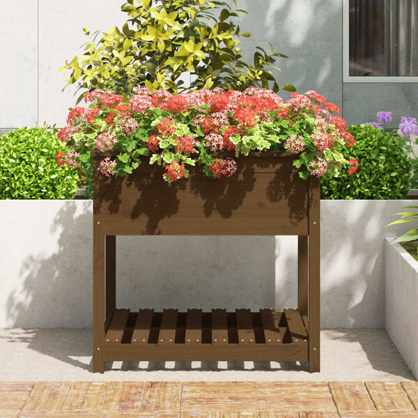 vidaXL Planter Honey Brown Solid pine wood Large Planter Square