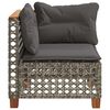 vidaXL Patio Sofa Corner with Cushions Grey Poly Rattan
