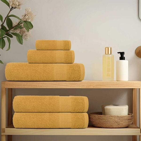 vidaXL Guest Towel Set of 4 Gold 100% Cotton 11.8 x 19.7 in