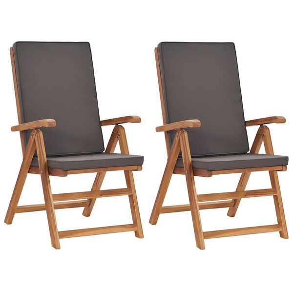 vidaXL Garden Chair Set of 2 Grey and natural