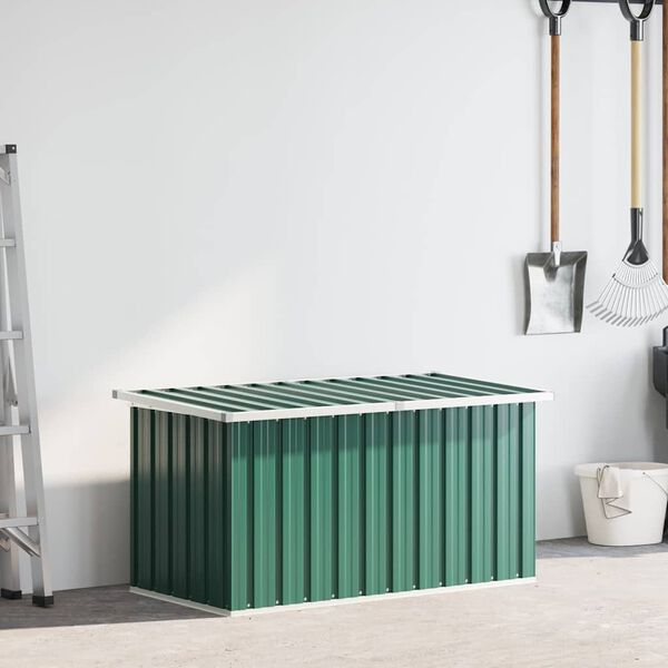 vidaXL Storage Box Green Galvanized steel, plastic 50.8 x 26.4 x 25.6 in