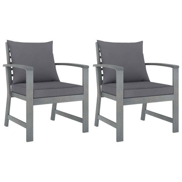 vidaXL Garden Chair Set of 2 Dark grey