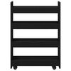 vidaXL Narrow Storage Trolley Black Oak 23.62 x 7.87 x 32.28 in