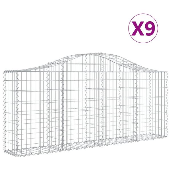 vidaXL Gabion Basket Set of 9 Silver Galvanized iron
