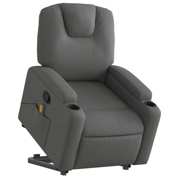 vidaXL Stand up Massage Recliner Chair Dark Gray Fabric