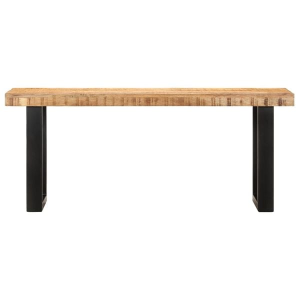 vidaXL Bench Brown and black Solid rough mango wood and steel 43.3 in