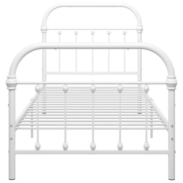 vidaXL Bed Frame White Metal Single Simplistic Bed Frame Rectangular
