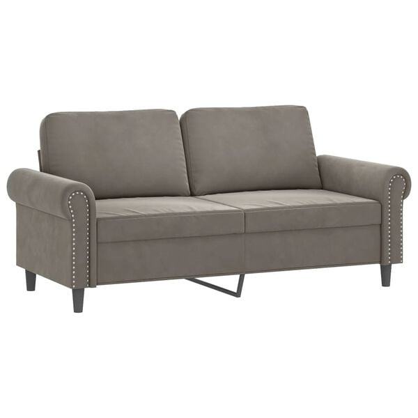 vidaXL 2-seater Sofa Light grey Velvet (100% polyester), metal, plywood