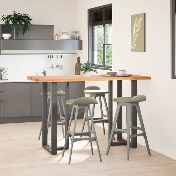 vidaXL Dining Table Light brown Solid oak wood, powder-coated steel Large