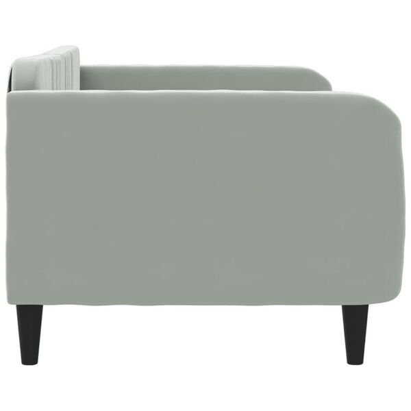 vidaXL Day Bed Light grey Velvet, Metal, Solid Wood, Plywood Single