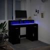 vidaXL Desk with LED Lights Black 47.2x21.7x35.8" Engineered Wood