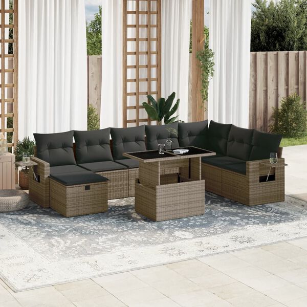 vidaXL Garden Sofa Set Grey, Dark Grey