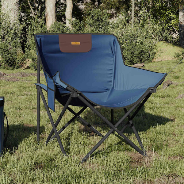 vidaXL Camping Chair Blue Steel Compact Foldable Camping Chair