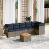 vidaXL 7 Piece Patio Sofa Set with Cushions Gray Poly Rattan