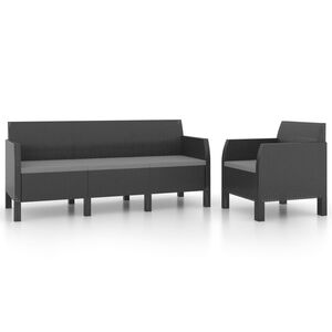 vidaXL Garden Lounge Set Anthracite PP (Polypropylene) with rattan effect