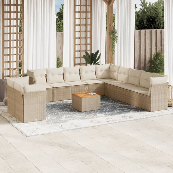 vidaXL Garden Sofa Set Beige, Brown, Cream White