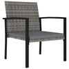 vidaXL Dining Chair Set of 2 Gray Poly rattan, powder-coated steel, fabric