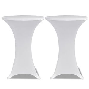 vidaXL Table Cover Set of 2 White 90% Polyester, 10% Elastane &Oslash; 23.6 in
