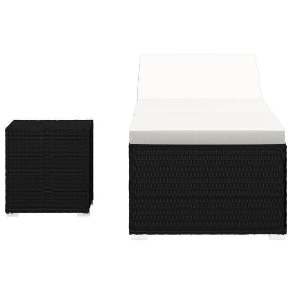 vidaXL Sun Lounger Black, Cream White