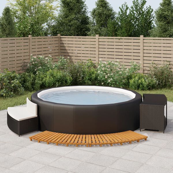 vidaXL Hot Tub Surround Black PE rattan Large Black Hot Tub Surround