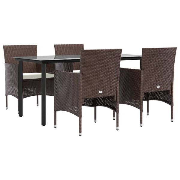vidaXL Garden Dining Set Brown and Cream