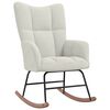 vidaXL Rocking Chair With Stool Cream White Velvet Medium Rocking Chair