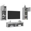 vidaXL 6 Piece TV Wall Units with LED Concrete Gray Engineered Wood