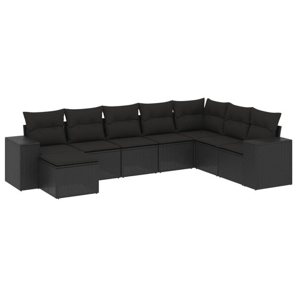 vidaXL Garden Sofa Set Black PE rattan, powder-coated steel, Polyester